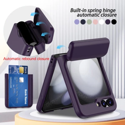 Shockproof Card Holder Hinge Slim Wallet Case For Samsung Galaxy Z Flip 4 5 3 - Image 1 of 4