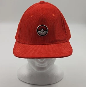 Pokemon Hat Cap Pokeball Red Corduroy Adjustable SnapBack Flat Brim - Picture 1 of 10