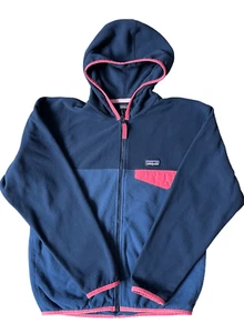Patagonia Kids Micro D Snap-T Fleece Jacket size L Blue Hooded full zip - Picture 1 of 8