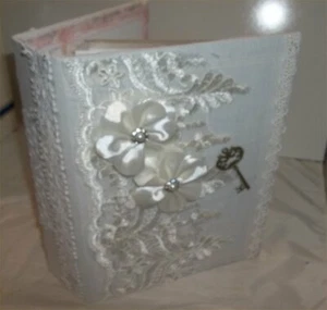 Wedding Burlap Photo Chic Album lg Lace Victorian Handmade Flower Holds 300 #25 - Picture 1 of 3