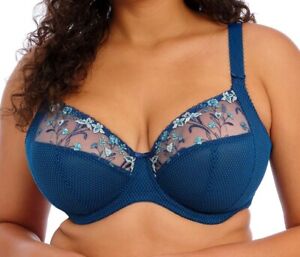 Charley Embroidered Plunge Bra size 42HH UK/ 42L US Elomi new NWT Petrol 4380 UW
