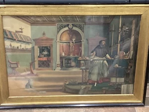 19th Century Engraving, The Vision St Augustine of Hippo in his study - Picture 1 of 14
