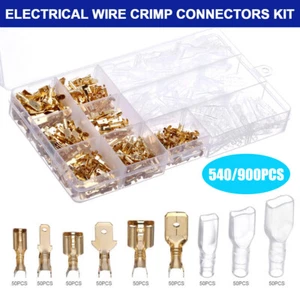 540/900 STCK. Stecker Buchse Spaten Klemmen Elektrischer Draht Crimp Verbinder Kit - Bild 1 von 11
