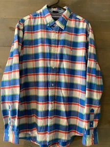 Tommy Hilfiger Herren Hemd blau rosa kariert Langarm Knopfleiste Größe XL - Bild 1 von 11