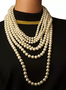 New Trendz 7 strand 16" graduated faux pearl necklace - Picture 1 of 2