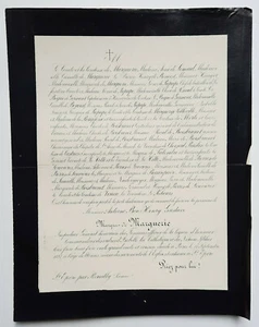 MARQUIS MARGUERIE Piepape FAIRE PART Niedermeyer FALENDRE Boisbrunet Epvre 1887 - Imagen 1 de 2