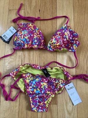 XOXO Acolchado Halter Bikini Geométrico 2 Piezas Traje de Baño Pequeño Nuevo Muti Color Foto 1 de 4