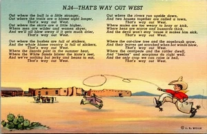 That's Way Out West Poesia Cowboy Lazo Cartolina J R Willis UNP Lino - Foto 1 di 2
