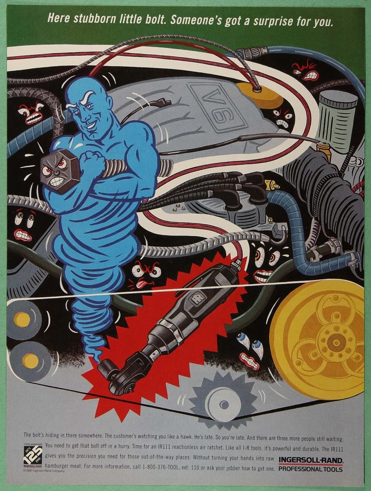 Anuncio impreso vintage Ingersall Rand IR111 Air Ratchet Blue Genie 1997 Foto 1 de 1