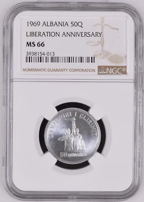 1969 Albania 50 Qindarka NGC MS 66 Liberation 25th Anniversary - Image 1 of 2