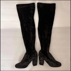 Carlos Santana Black Suede Rumor Over the Knee Boot Thigh High Size 9 - Picture 1 of 4