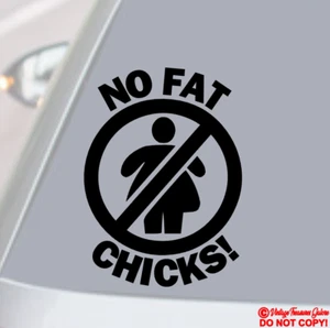 NO FAT CHICKS VINYL DECAL STICKER WINDOW WALL CAR BUMPER JDM EURO DOPE FUNNY - Picture 1 of 2