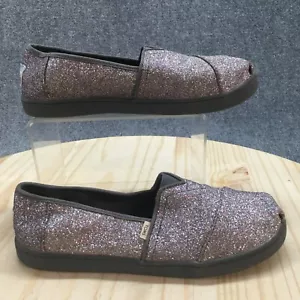 Toms Shoes Youth 5 Slip On Loafer Multicolor Glittered Round Toe Casual Comfort - Picture 1 of 15