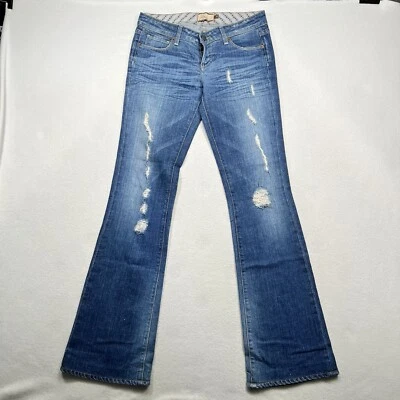 Paige Premium Denim Women’s 30x32  Flare Denim Blue Jeans Embroidered Distress - Image 1 of 4
