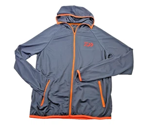 ALK Men's XL Daiwa Lightweight Gray & Orange 1/4 Zip Pullover Sweatshirt Top - Picture 1 of 5