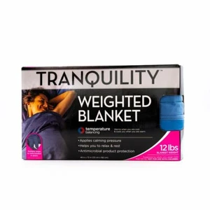 Tranquility Temperature Balancing Weighted Blanket 12lb, Navy Blue, 48" x 72" - Picture 1 of 8