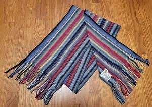 William Brunton Hand Knits Scotland 100% Pure Lambswool Multicolor Striped Scarf - Picture 1 of 11
