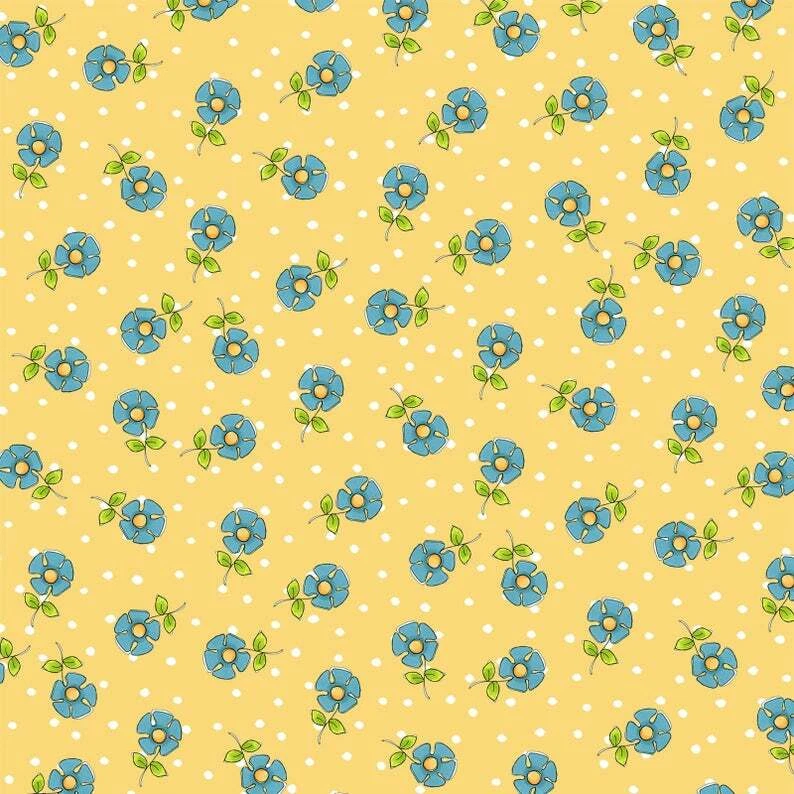 $8 Per Yard Loralie Designs DAISY DOTS YELLOW Quilt Fabric #692-385 Foto 1 de 1
