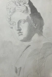 Antique Original Drawing Man, Portrait, Sculpture, Profil - Picture 1 of 8