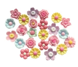 Pastel Posies - Shelly's Buttons - Flat Back Flower Embellishments - Craft Scrap - Picture 1 of 3