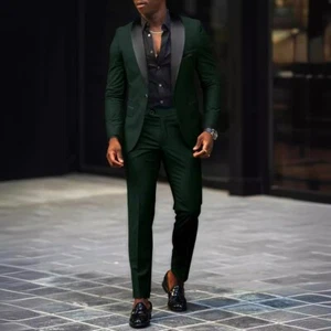 Men Suits Sets 2pcs Jackets Pants Slim Fit Wedding Tuxedos Spring Summer Wear - Picture 1 of 30