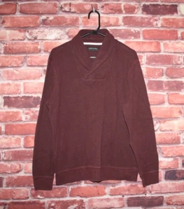 Banana Republic Mens Ultra Soft Waffle Pullover Shirt Size L Burgundy Collared - Picture 1 of 5