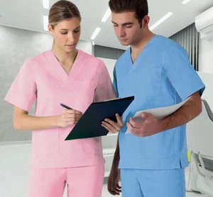 CASACCA INFERMIERE OSPEDALIERA MEDICA UNISEX COLLO A "V" OTTIMA DIVISA SANITARIA - Foto 1 di 17