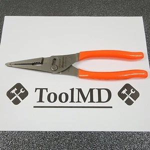 Snap-on Tools USA NEW ORANGE 9" Talon Grip Long Nose Slip Joint Pliers LN47ACF - Picture 1 of 10