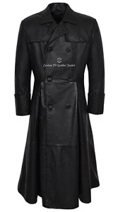 Cappotto uomo Morpheus Style nero LUNGHEZZA INTERA ispirato a Matrix 100% vera pelle - Foto 1 di 6