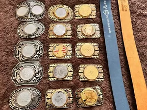999 Fine Silver & 24K Gold Cowboy Buckles & Genuine Leather Belts for Men Women - Picture 1 of 18