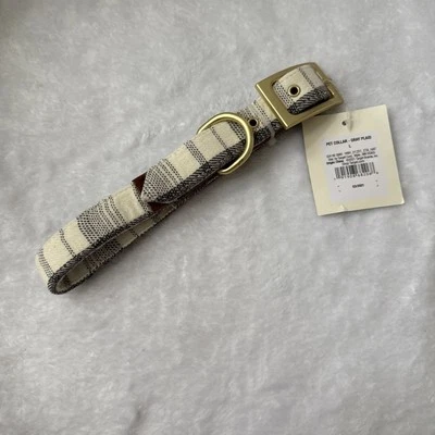 Hearth & Hand MAGNOLIA Pet Collar Size L Multi  Grey plaid  Brown  NWT - Image 1 of 4