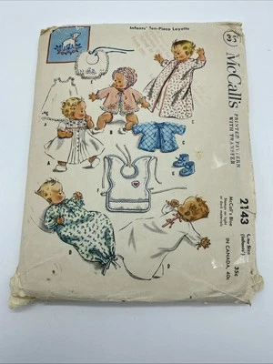 McCall's 2143 Infant's 10 piece Layette Sewing Pattern Cut Vintage 1957 - Image 1 of 4