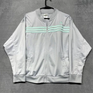 Adidas Track Jacket Girls XL Gray 3-Stripe Ribbed Logo Pockets Full Zip Running - Picture 1 of 8