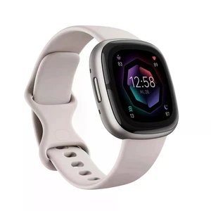 Fitbit Sense 2 Fitness Smartwatch Fitness Tracker Aluminium Lunar White Platinum - Bild 1 von 4