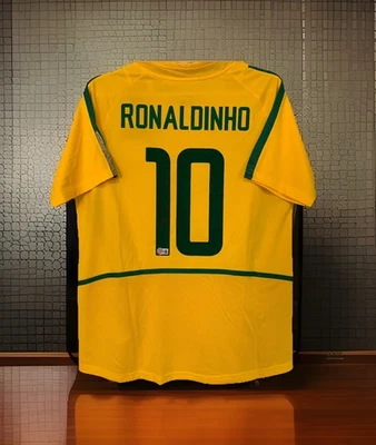 RONALDINHO Signed Autographed Brazil National Soccer Team Home Jersey (Beckett) - Image 1 of 4