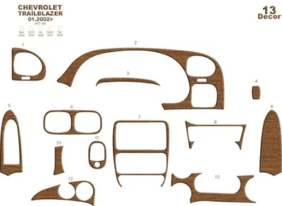 Комплект деревянной отделки приборной панели Chevrolet Trailblazer 2002 панель отделка покрытие - Изображение 1 из 4