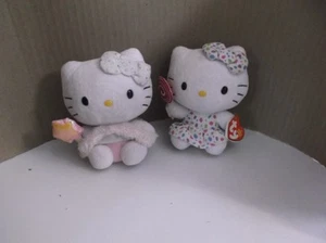 2 Sanrio TY Beanie Babies Hello Kitty Plush 6" Bows Lollypops - Picture 1 of 6