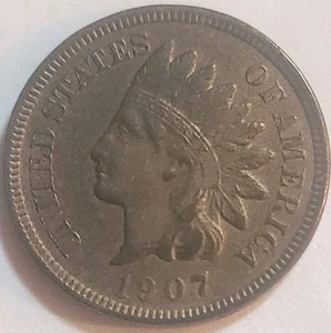 1907 Indian Head Penny Full Liberty Almost Uncirculated+ - Picture 1 of 8