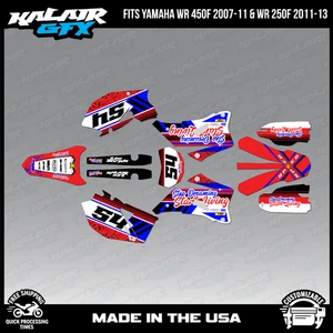 Graphics Kit for YAMAHA WR450F 2007-2011 WR250F 2007-13 Split - Red Blue - Picture 1 of 4