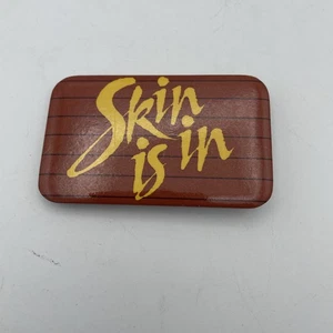 Vintage Skin is in Nudist Streaker Button Pin Pinback Badge Lapel Brown Yellow - Picture 1 of 2