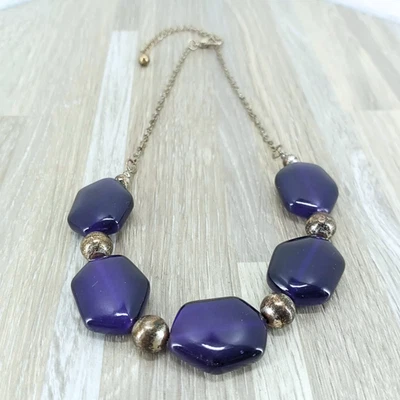 Joyería de cuentas de vidrio grande pieza llamativa púrpura vintage Foto 1 de 4