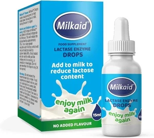 Milkaid Laktase Enzym Tropfen zur Linderung von Laktoseintoleranz | 15ml - Geschmacksneutral - Bild 1 von 7