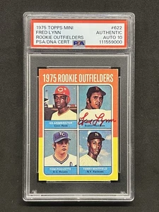 1975 Topps Mini #622 FRED LYNN Rookie RC Auto Boston Red Sox PSA 10 - Foto 1 di 2