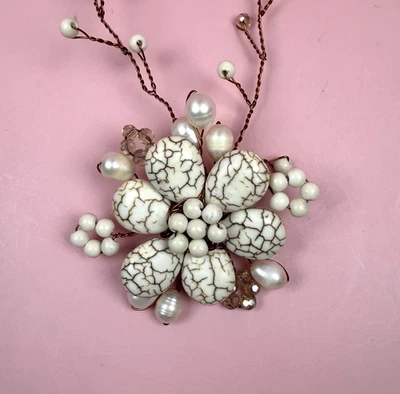 Caprichoso collar floral de perlas de agua dulce cristal y cuentas 20-22" Tailandia Foto 1 de 4