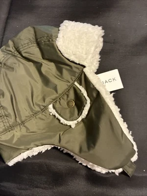 Janie & Jack Sombrero Trampero Bebé 6-12 Meses Oliva Sherpa Invierno Gorra Aviador Foto 1 de 4