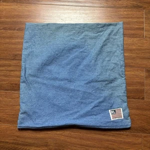 Vtg Ralph Lauren Blue Denim Flag Throw Pillow Zip Cover Chambray Case 16” USA - Picture 1 of 9