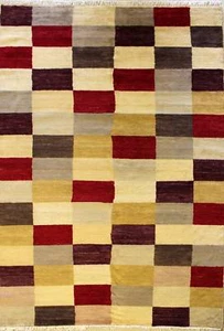 Alfombra de área multicolor Rugstc 5x8 Gabbeh, genuina anudada a mano, pila de lana - Imagen 1 de 5