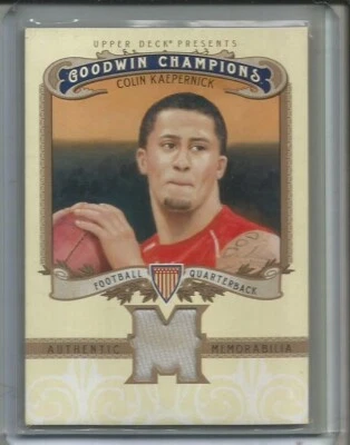 2012 COLIN KAEPERNICK 49ERS UD # M-CK GOODWIN CHAMPION RELIC AUTH.  MEMORABILIA - Image 1 of 2