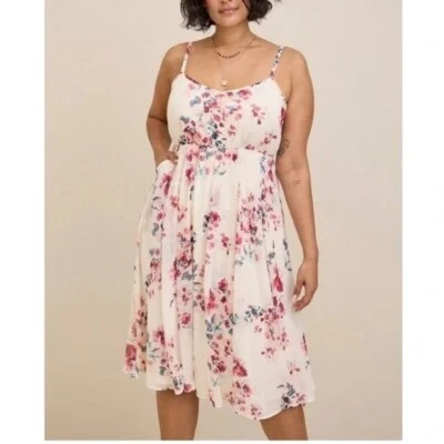 Torrid Midi Chiffon Pleated Dress New Adjustable Spaghetti Strap Pockets 4X - Image 1 of 4