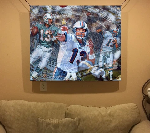 HUGE! 41x34DAN MARINO vinyl POSTER  MIAMI DOLPHINS Bob Griese art tyrek Hill Cover
